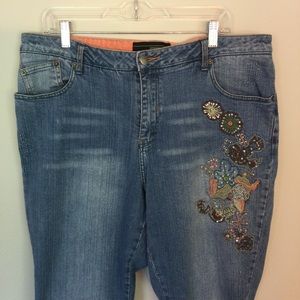 Venezia Embroidered Jeans Size 18 Waist 36”